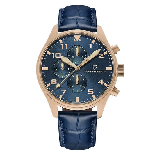 Pagani Design Pagani Design PD-1703 Chronograph – gold with blue leather strap